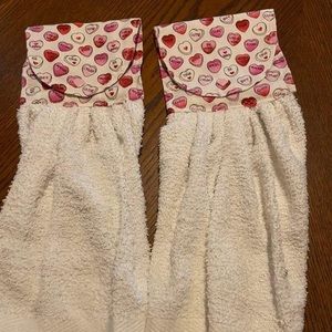 Conversation Hearts Hanging Towel, Set of 2 Kitchen, Oven, Drawer, Valentines